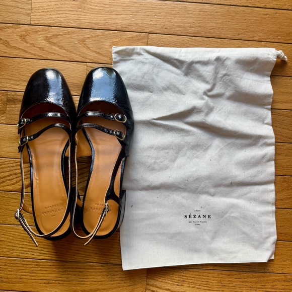 Sezane Paula Babies Mary Jane Slingbacks Black Patent Leather size 11 - Picture 5 of 7